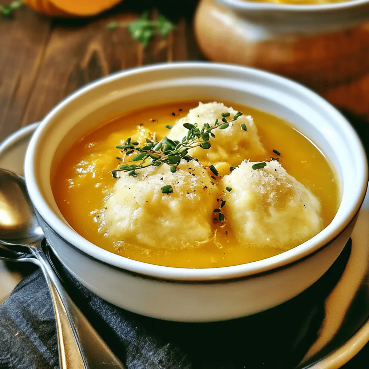 Easy Butternut Squash Soup with Homemade Dumplings