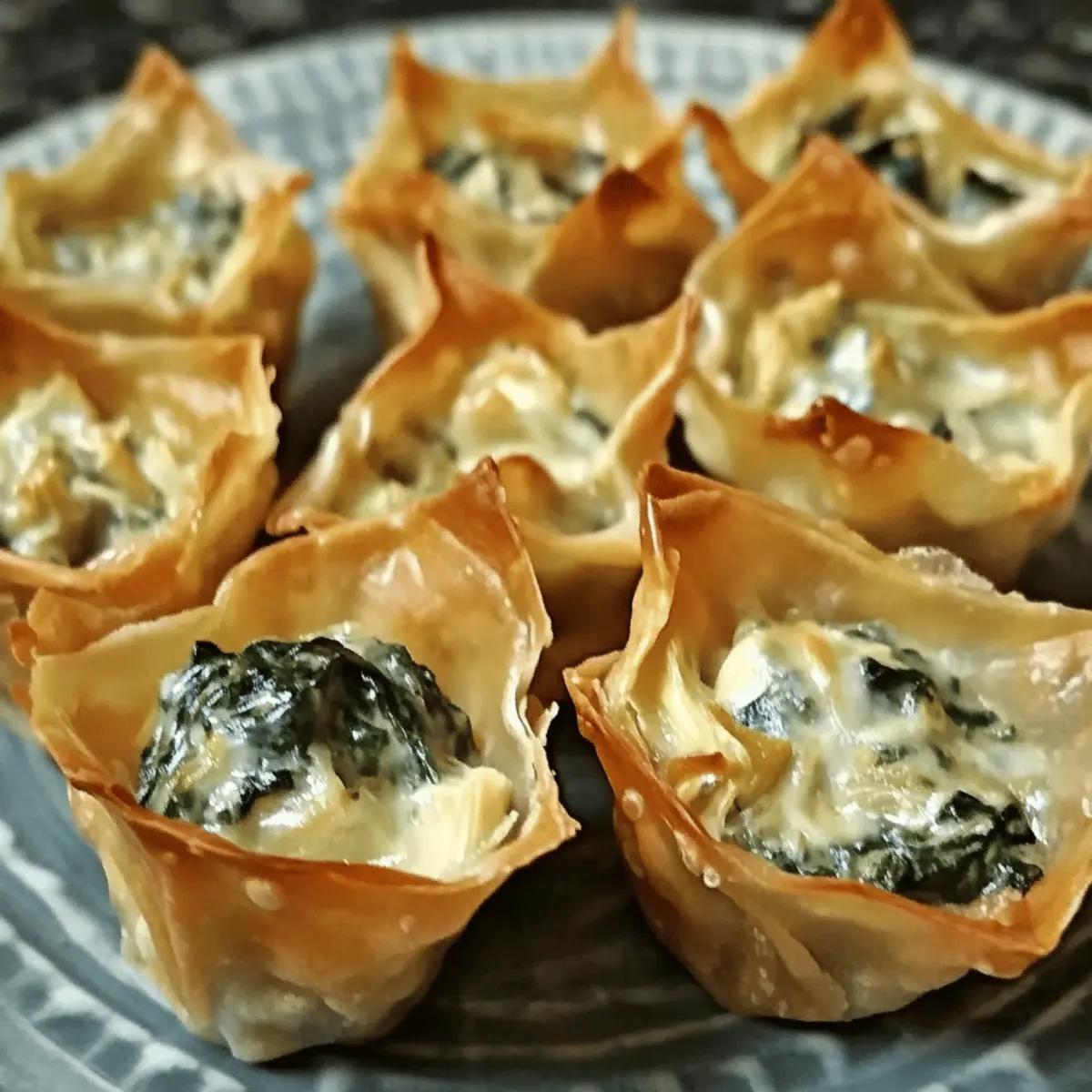 Spinach-Artichoke Dip Wonton Cups