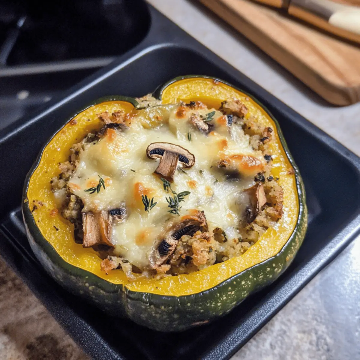 Turkey Mushroom Apple Stuffed Acorn Squash