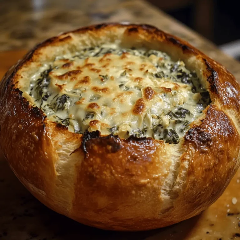 Spinach Artichoke Dip in a Bread Bowl