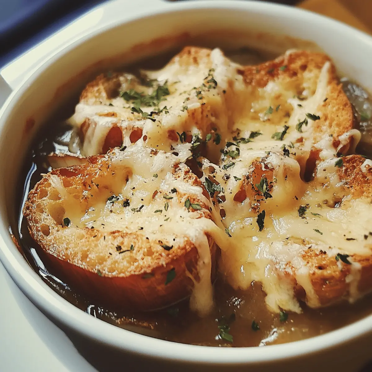 French Onion Soup with Cheesy Croutons