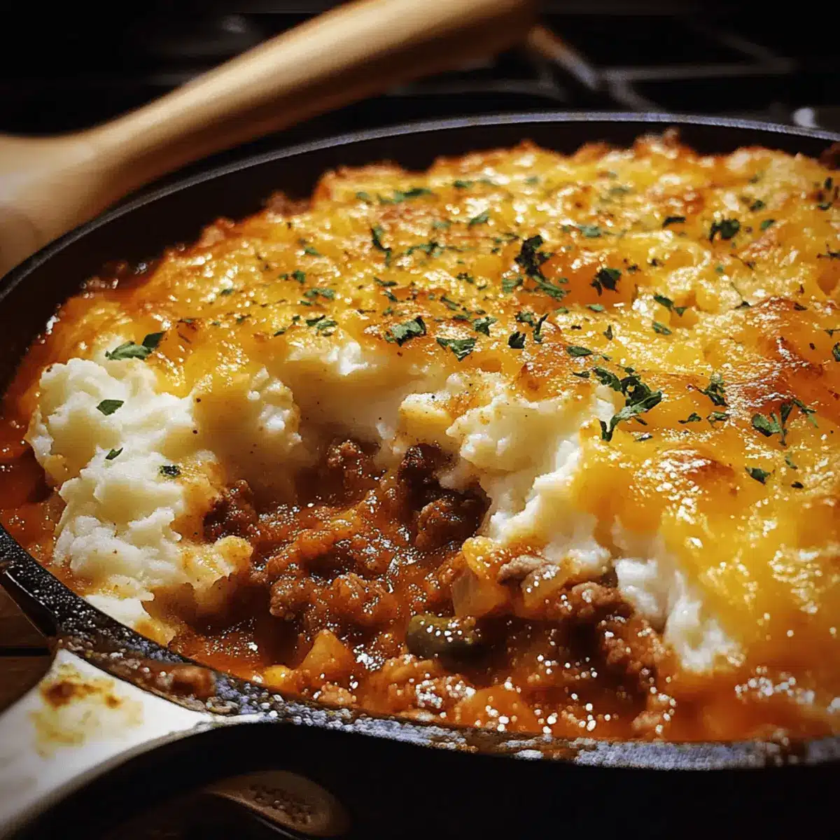 Skillet Shepherd's Pie with Cheesy Mashed Potatoes