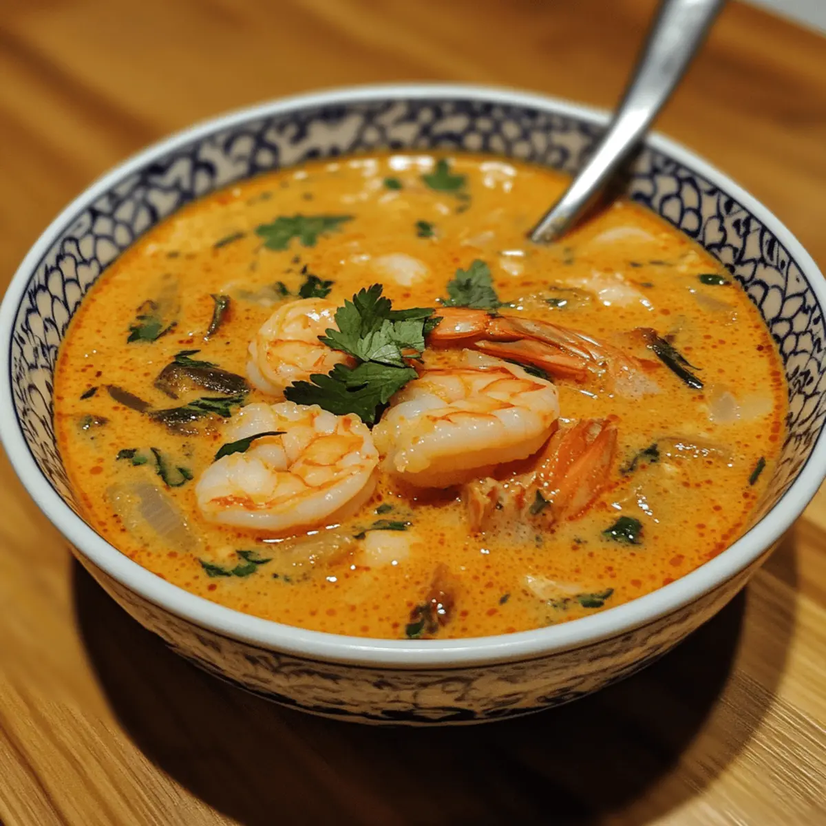 Spicy Thai Coconut Curry Soup with Shrimp