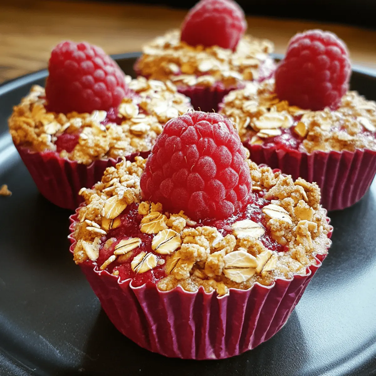 Raspberry Oat Crumble Cups (GF oats)
