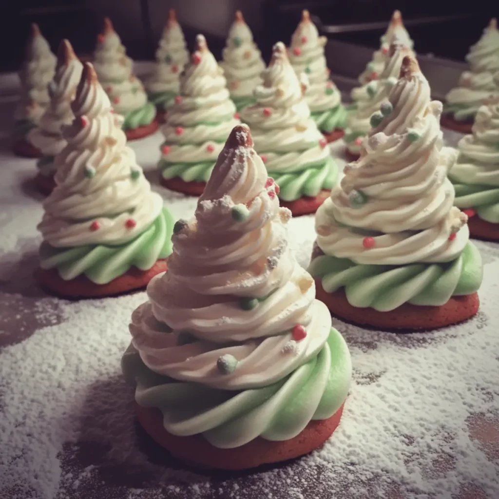 Christmas Tree Meringue Cookies