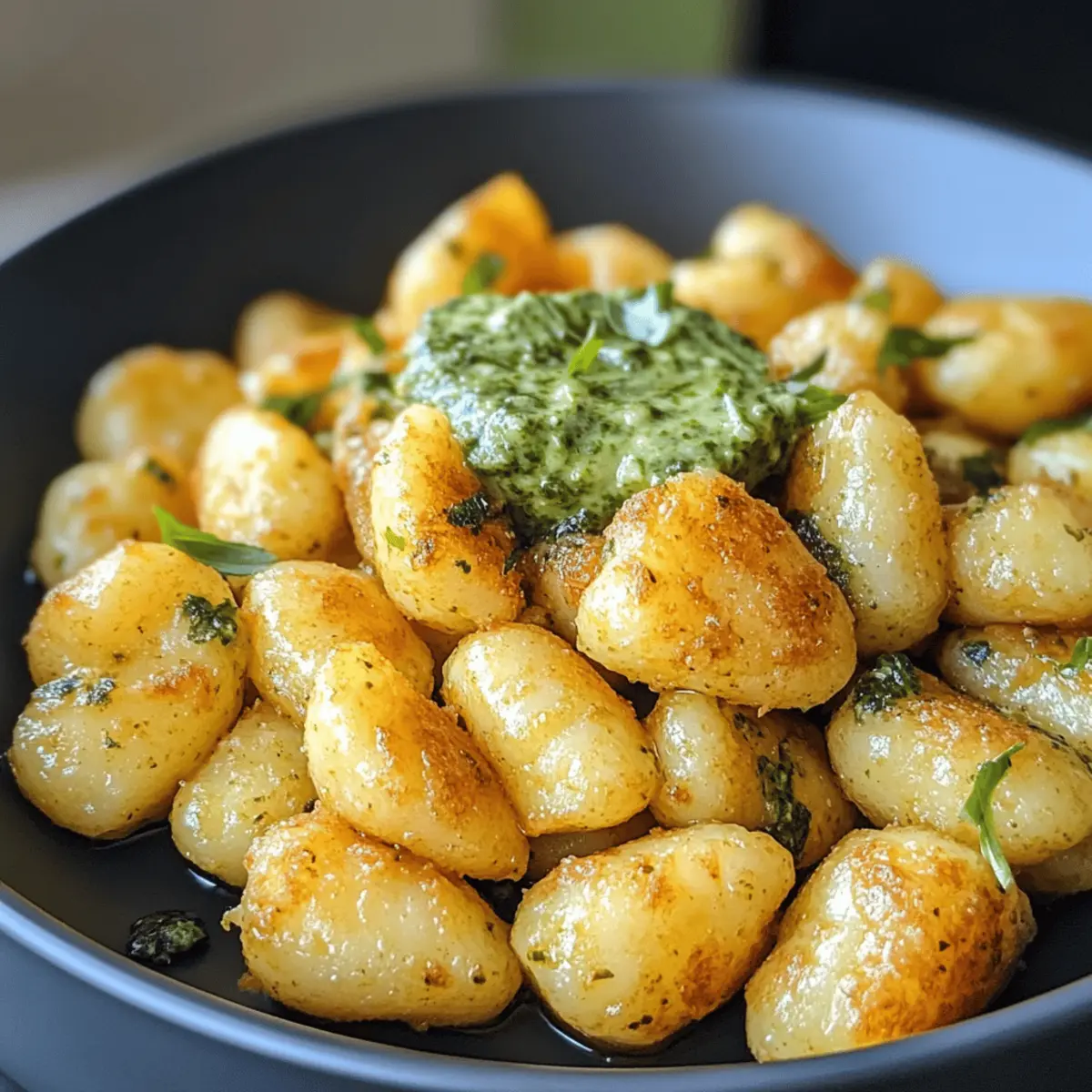 Air Fryer Crispy Gnocchi with Pesto Aioli