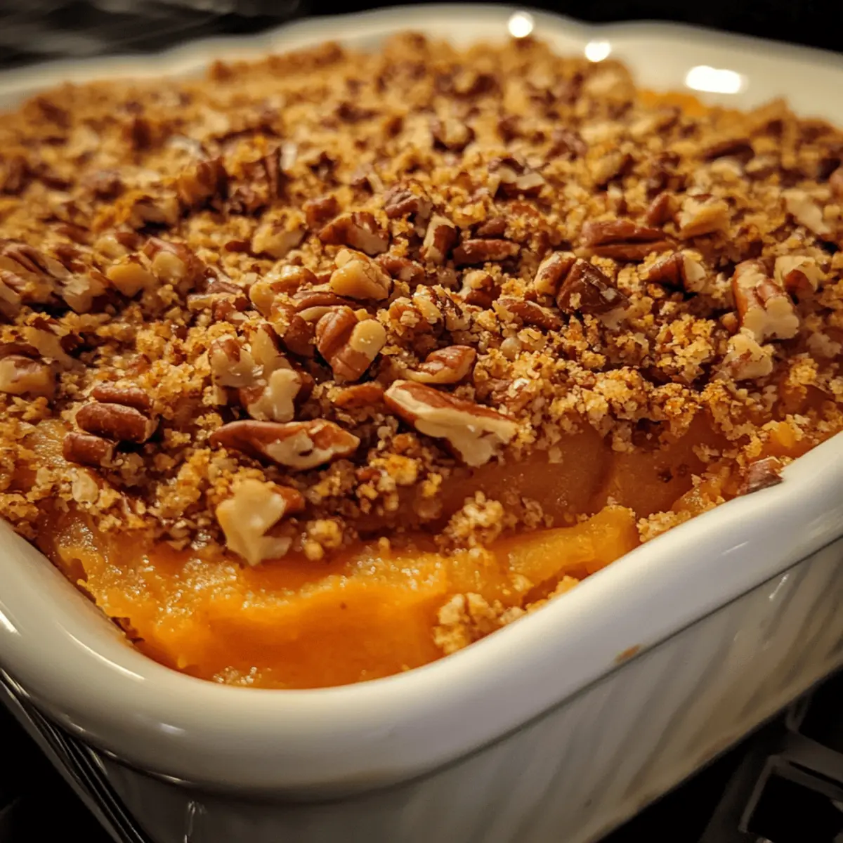 Classic Sweet Potato Casserole with Pecan Topping