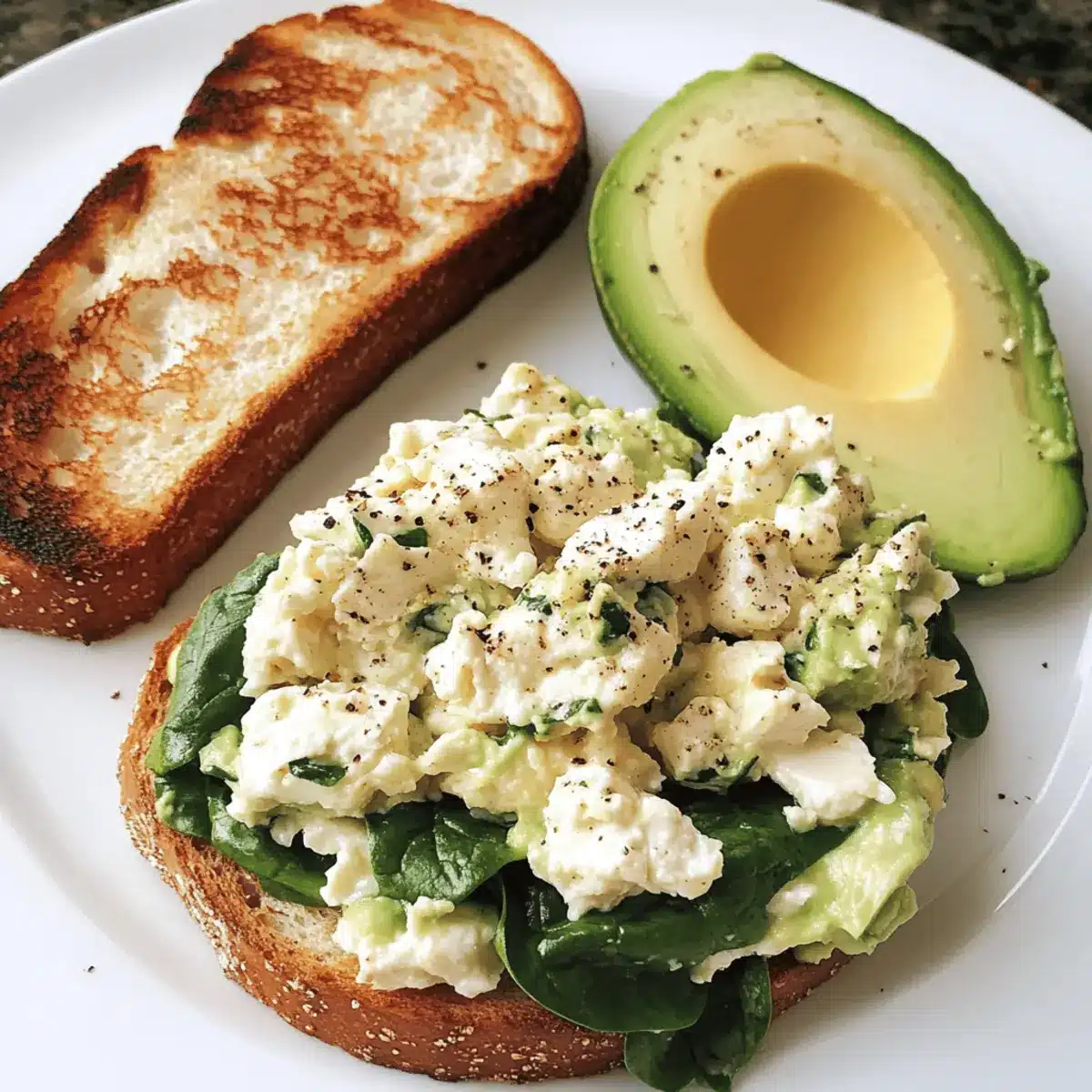 Egg White and Spinach Scramble with Avocado Toast