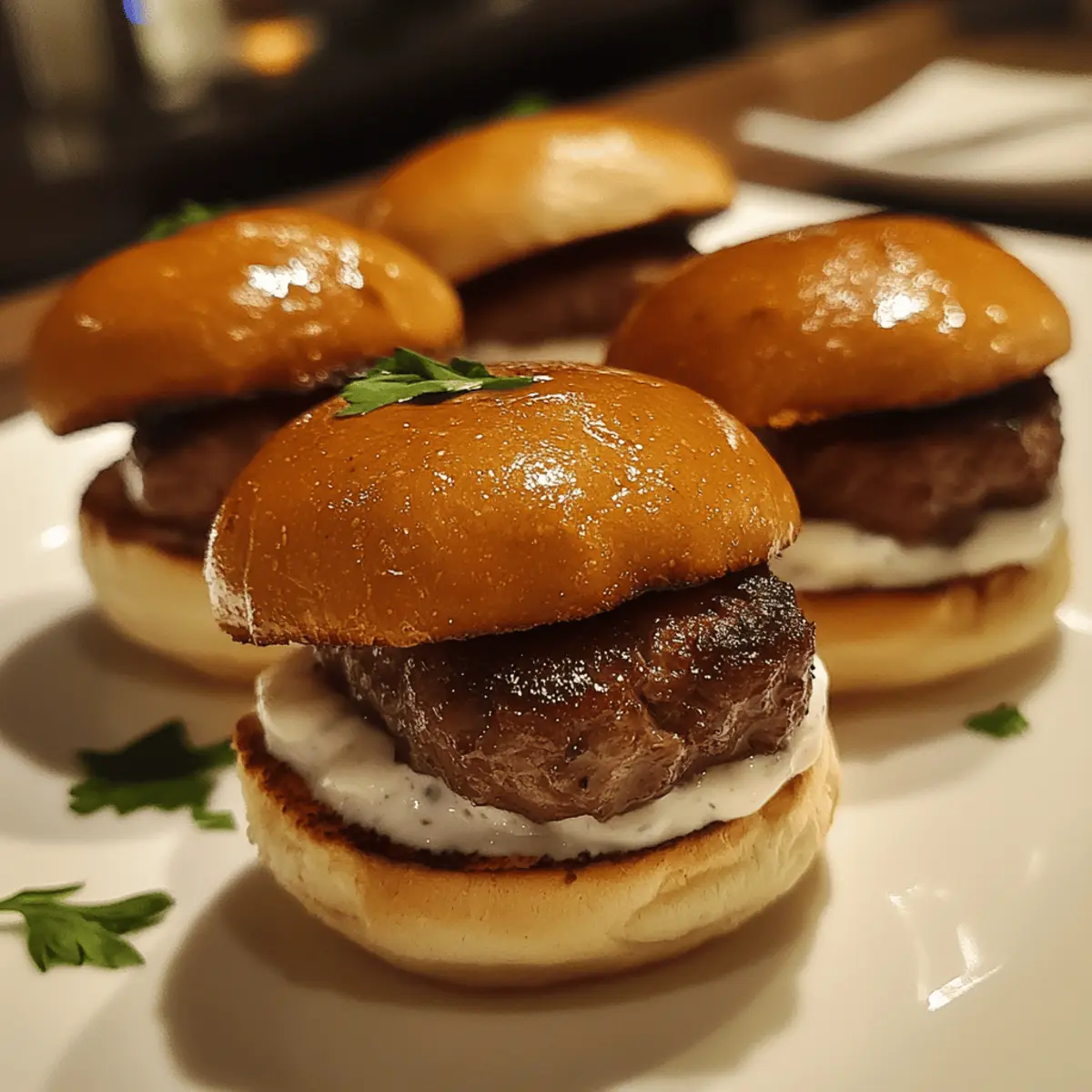 Mini Lamb Sliders with Yogurt Sauce
