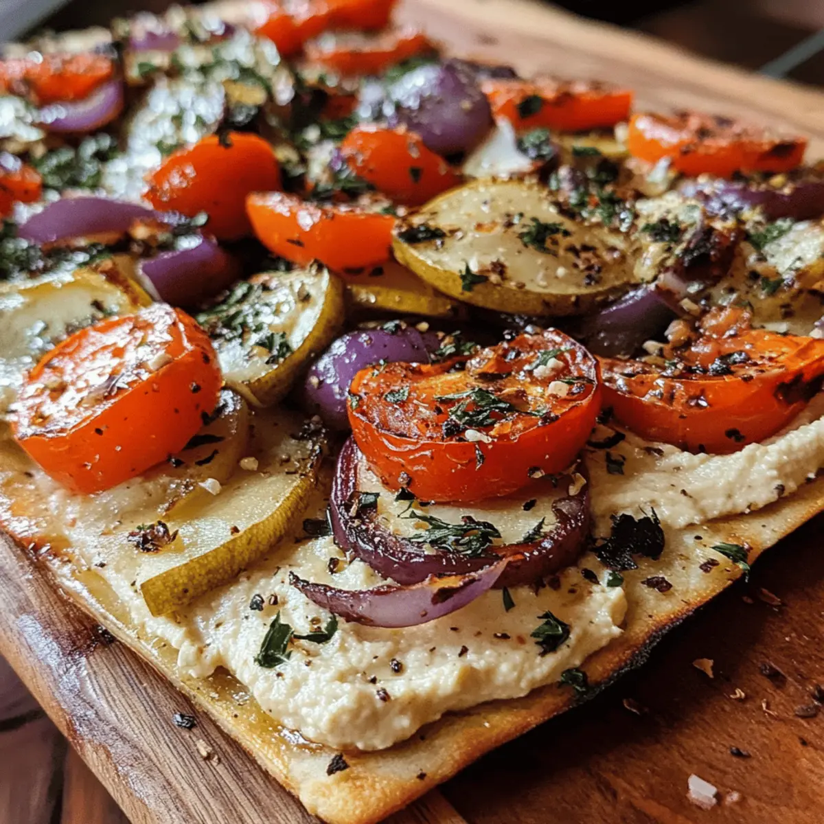 Roasted Veggie & Hummus Flatbread