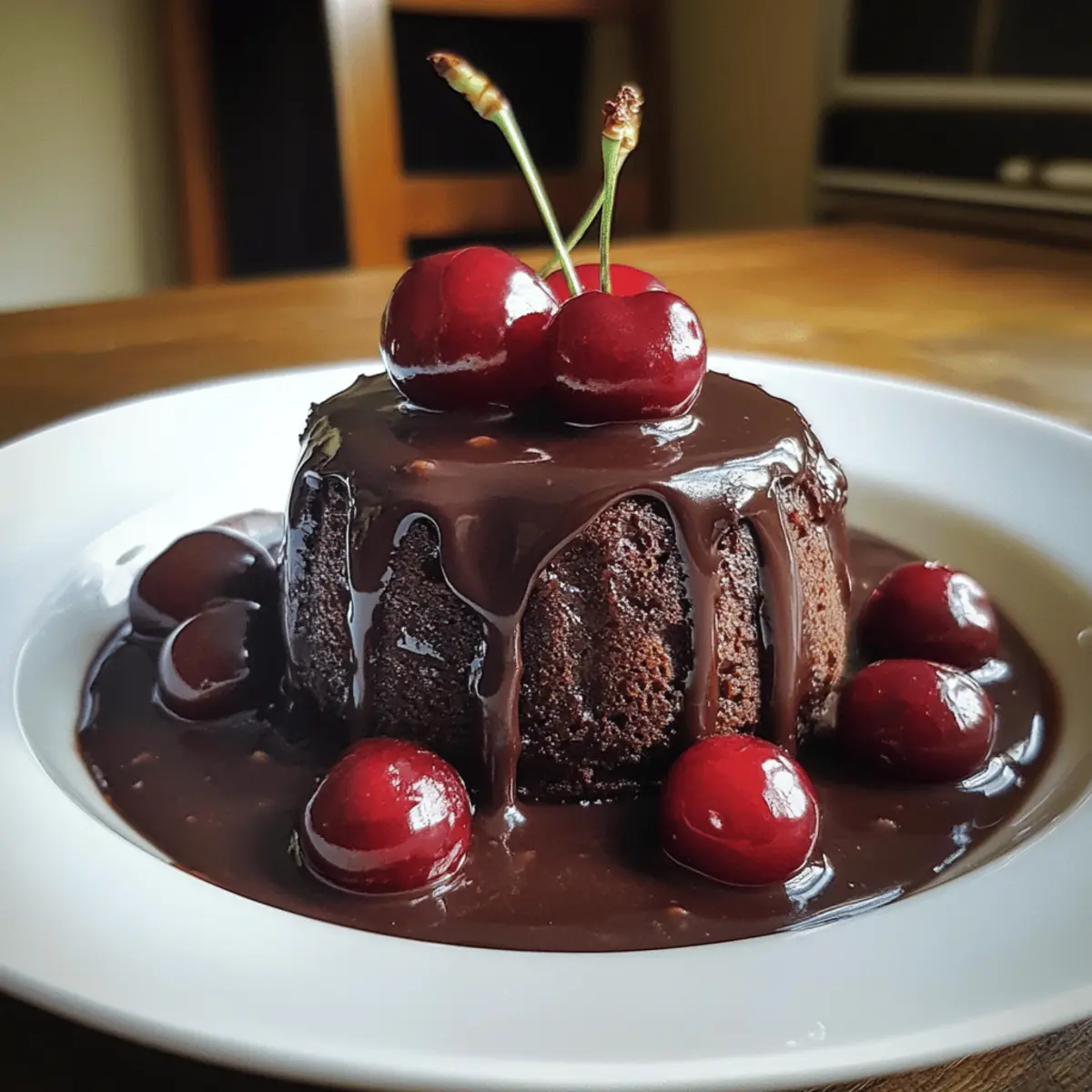 Self-Saucing Chocolate and Cherry Sponge Pudding recipe