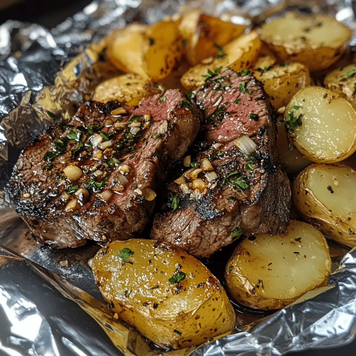 Garlic Steak and Potato Foil Packs