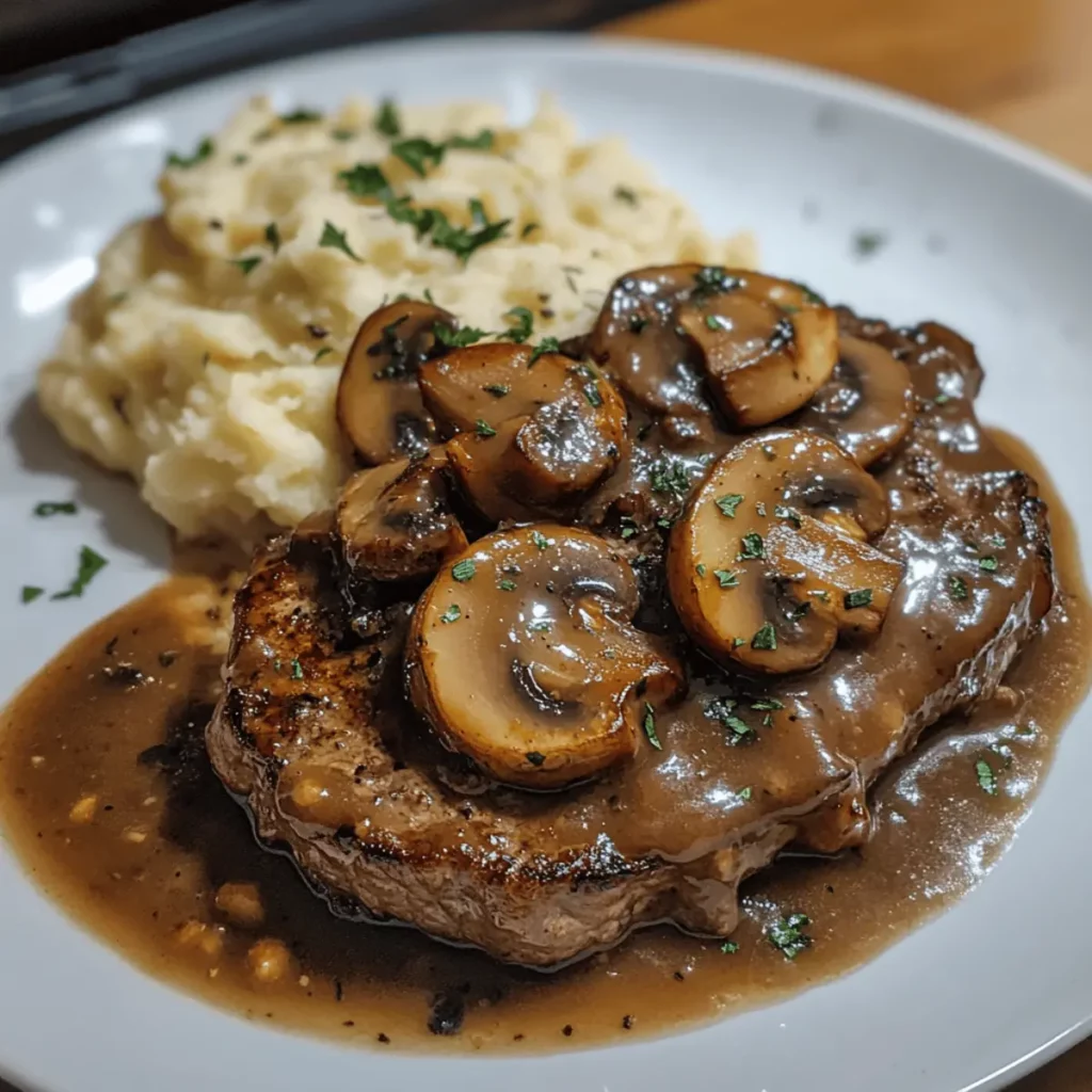 Mushroom Steak Diane with Mashed Cauliflower