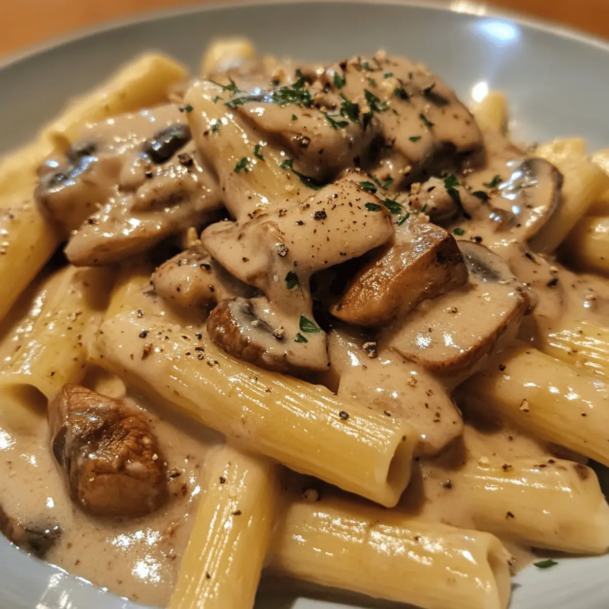Pasta with a Creamy Walnut and Mushroom Sauce