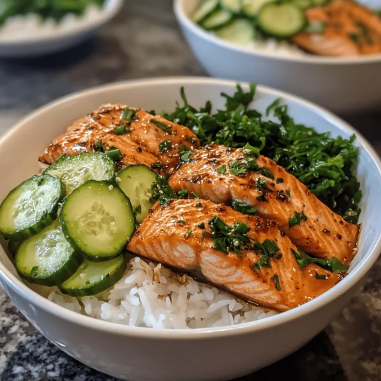 Hot Honey Salmon Bowls with Quick-Pickled Cucumbers