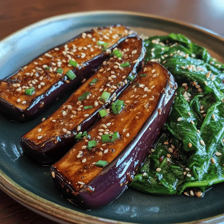 Miso-Glazed Eggplant with Sesame Spinach