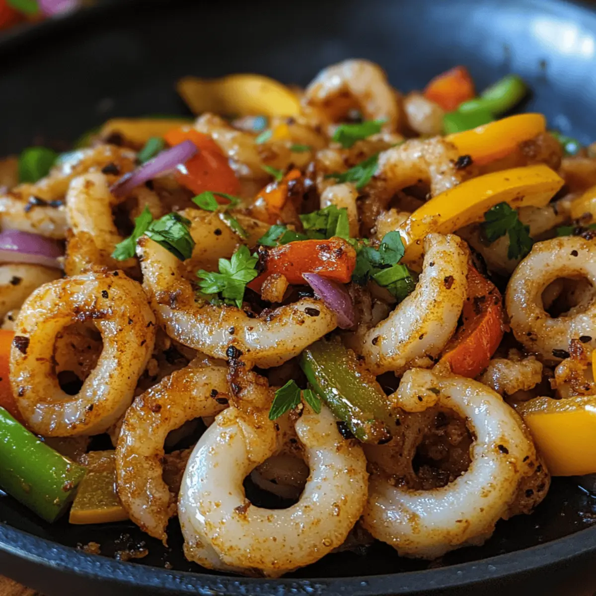 Quick Sizzling Calamari with Peppers and Onions