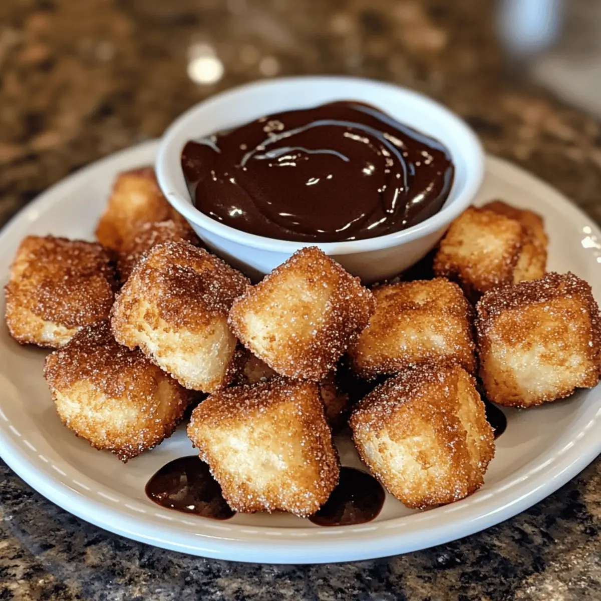Air Fryer Churro Bites with Chocolate Sauce