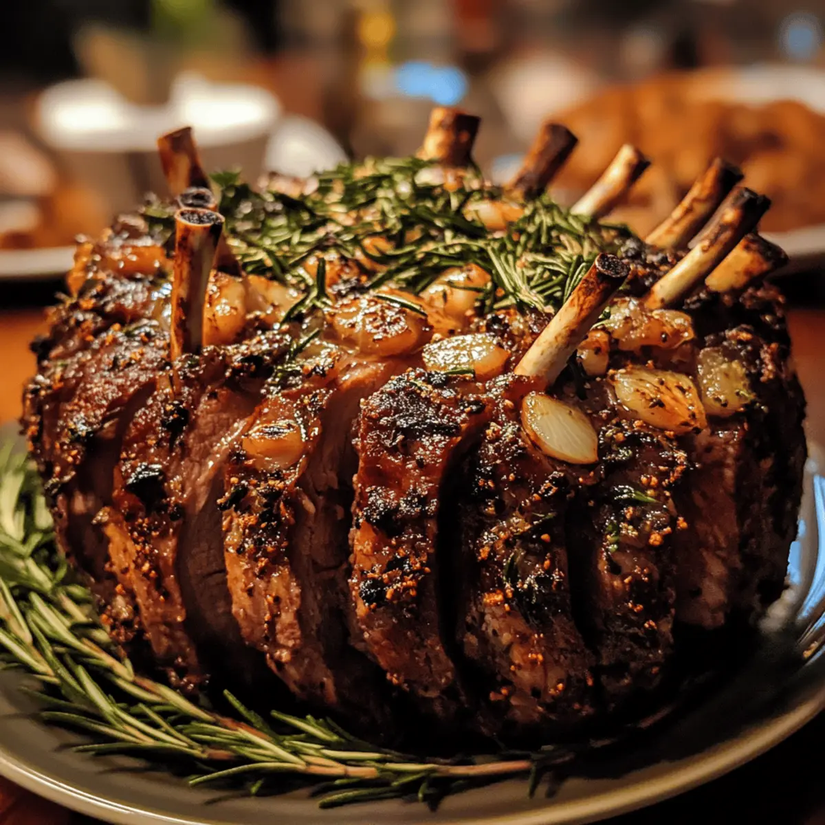 Garlic and Rosemary-Rubbed Crown Roast of Lamb