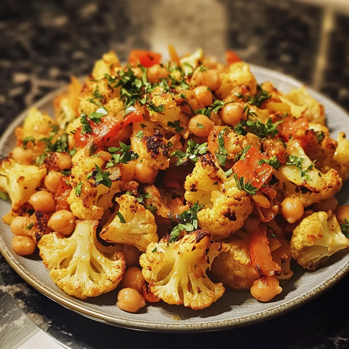 Harissa Roasted Cauliflower with Chickpeas