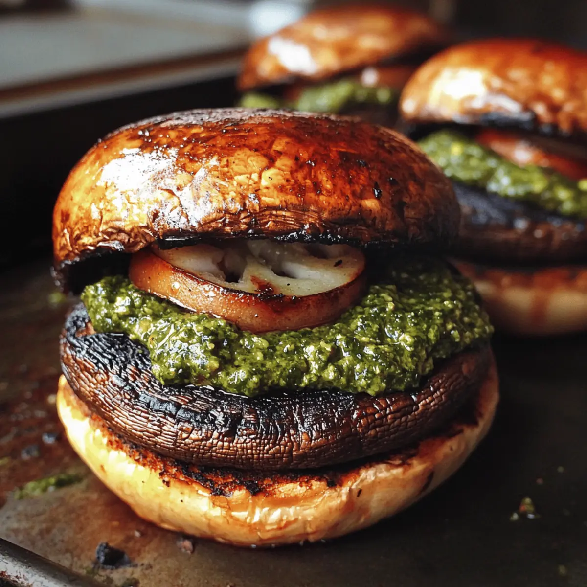 Grilled Portobello Mushroom Burgers with Pesto