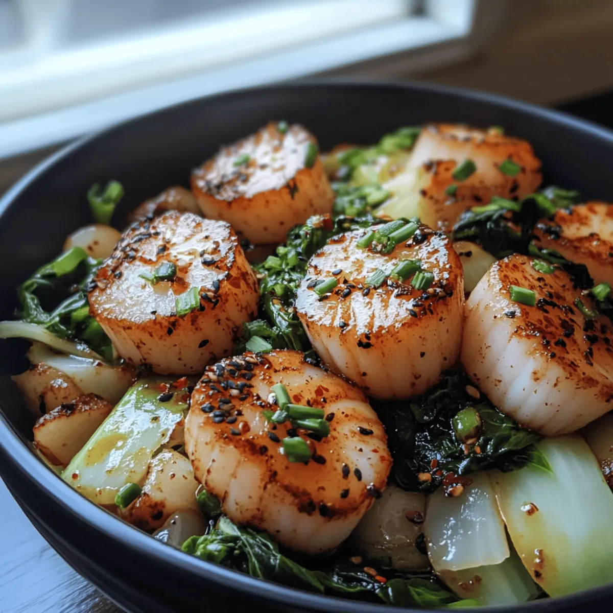 Spicy Miso Scallop and Bok Choy Stir-Fry