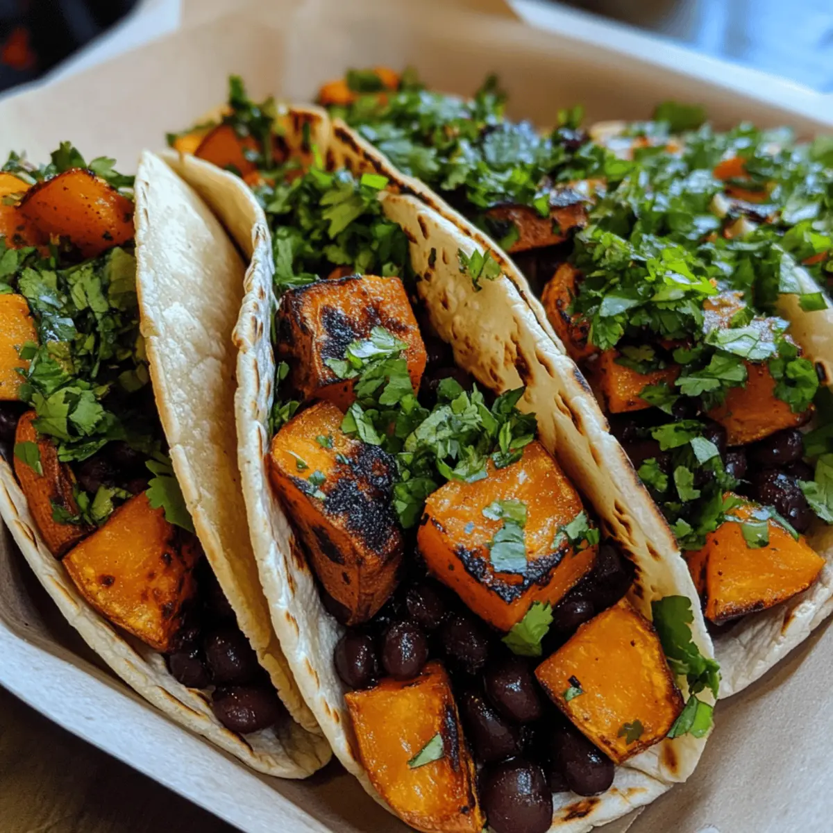Chili Garlic Sweet Potato & Black Bean Tacos