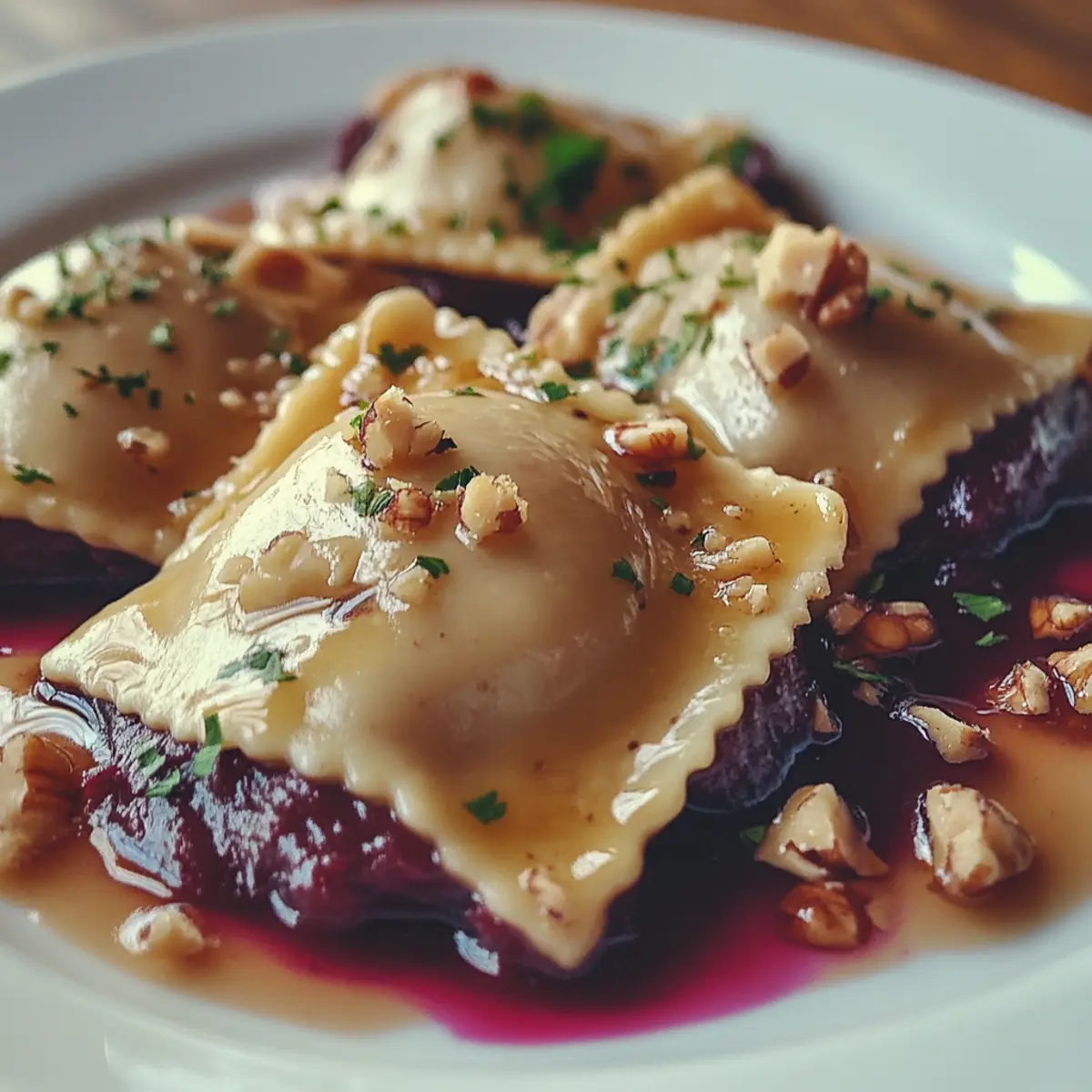 Beetroot & Goat Cheese Ravioli with Walnut Brown Butter