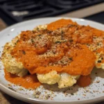 Cauliflower “Steaks” with Romesco Sauce