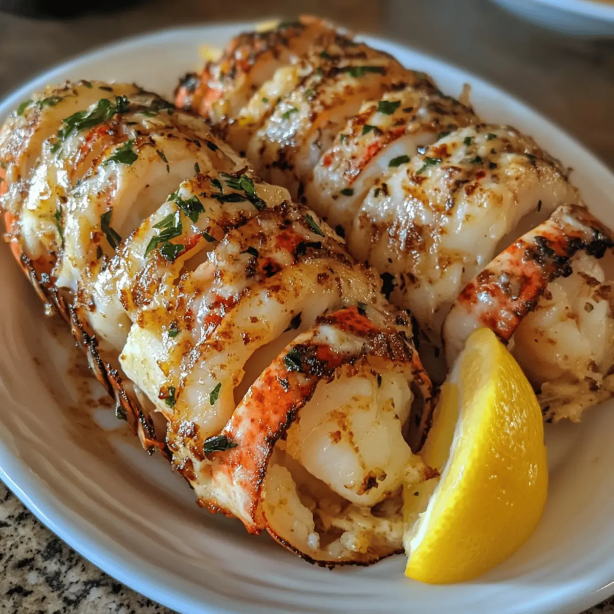 Garlic Butter Lobster Tails with Lemon Wedges