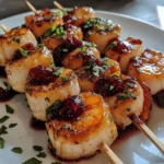 Scallop and Prawn Skewers with Cranberry Glaze