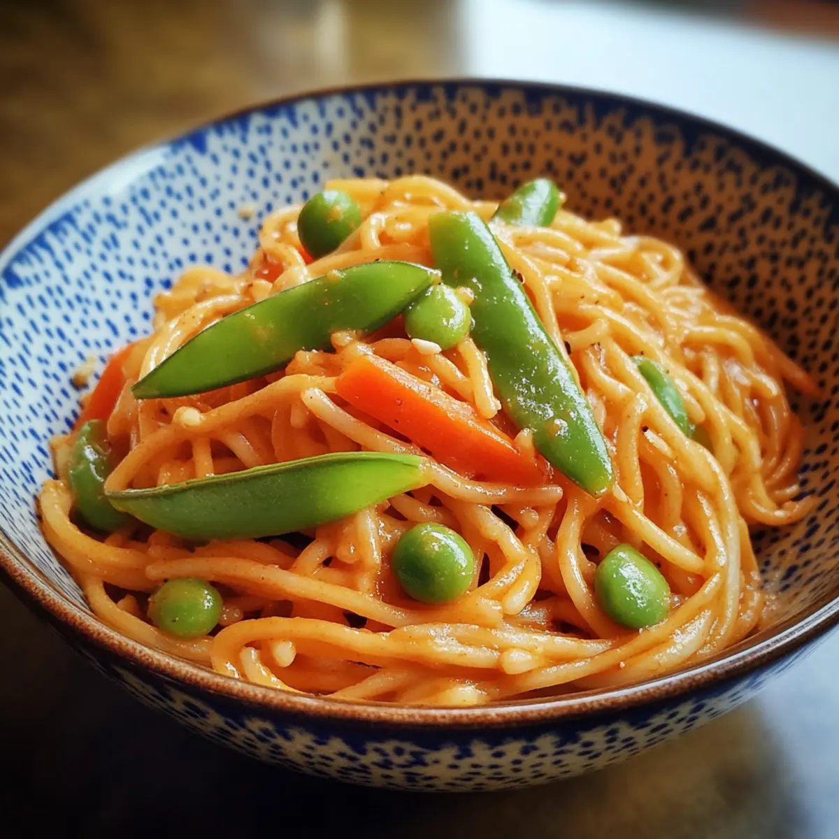 Spicy Peanut Noodles with Snap Peas & Carrots
