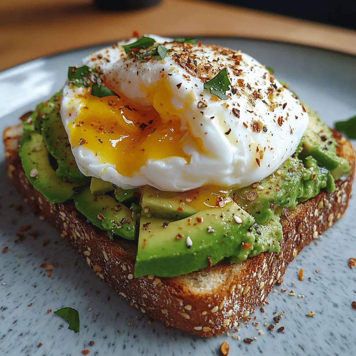Avocado Toast with Poached Egg & Chili Flakes