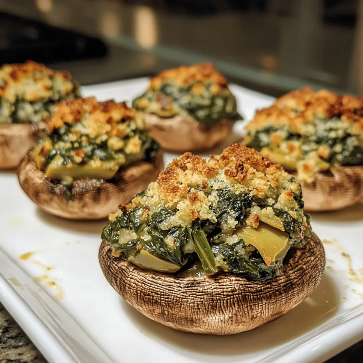 Stuffed Mushrooms with Spinach and Artichoke
