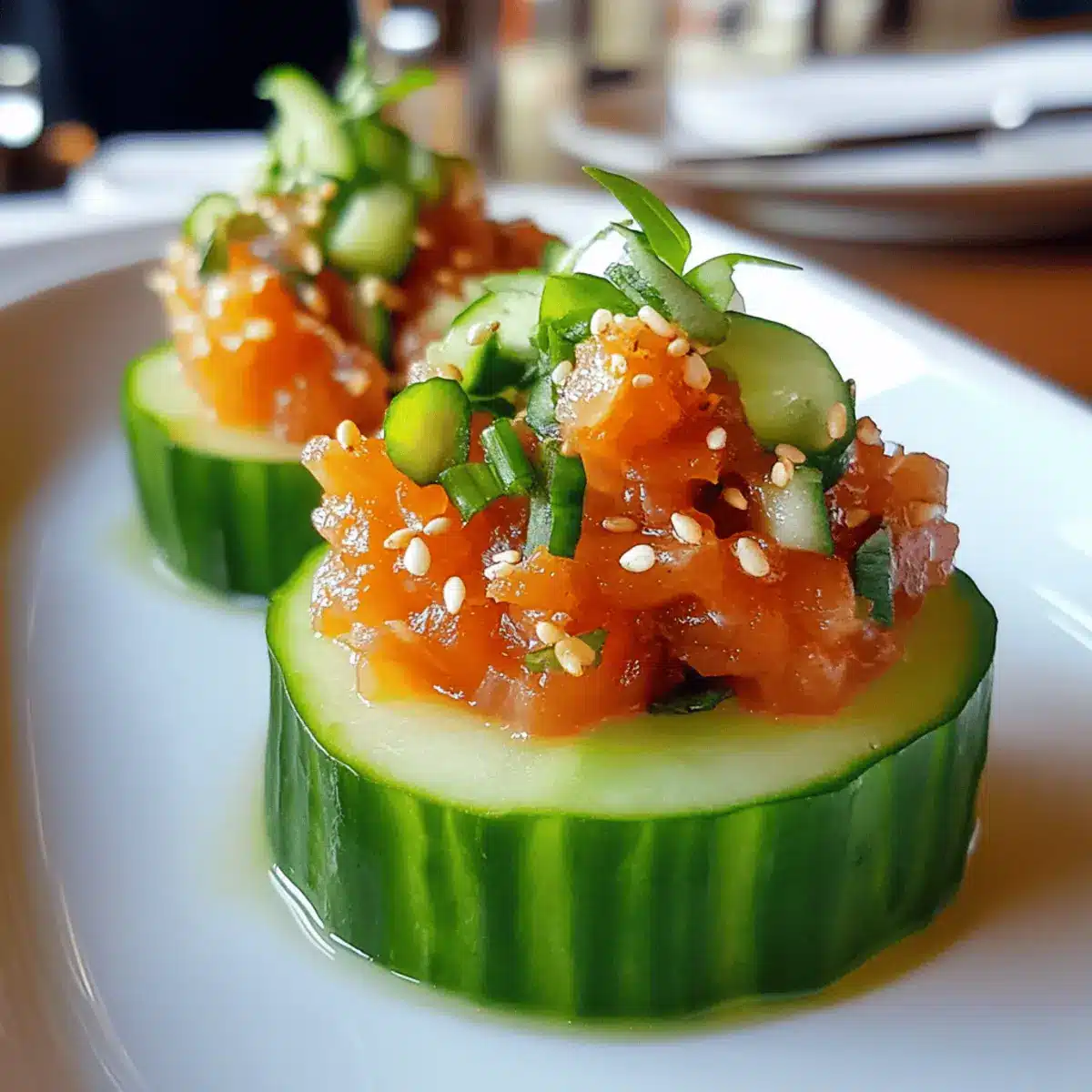 Spicy Tuna Tartare on Cucumber Slices