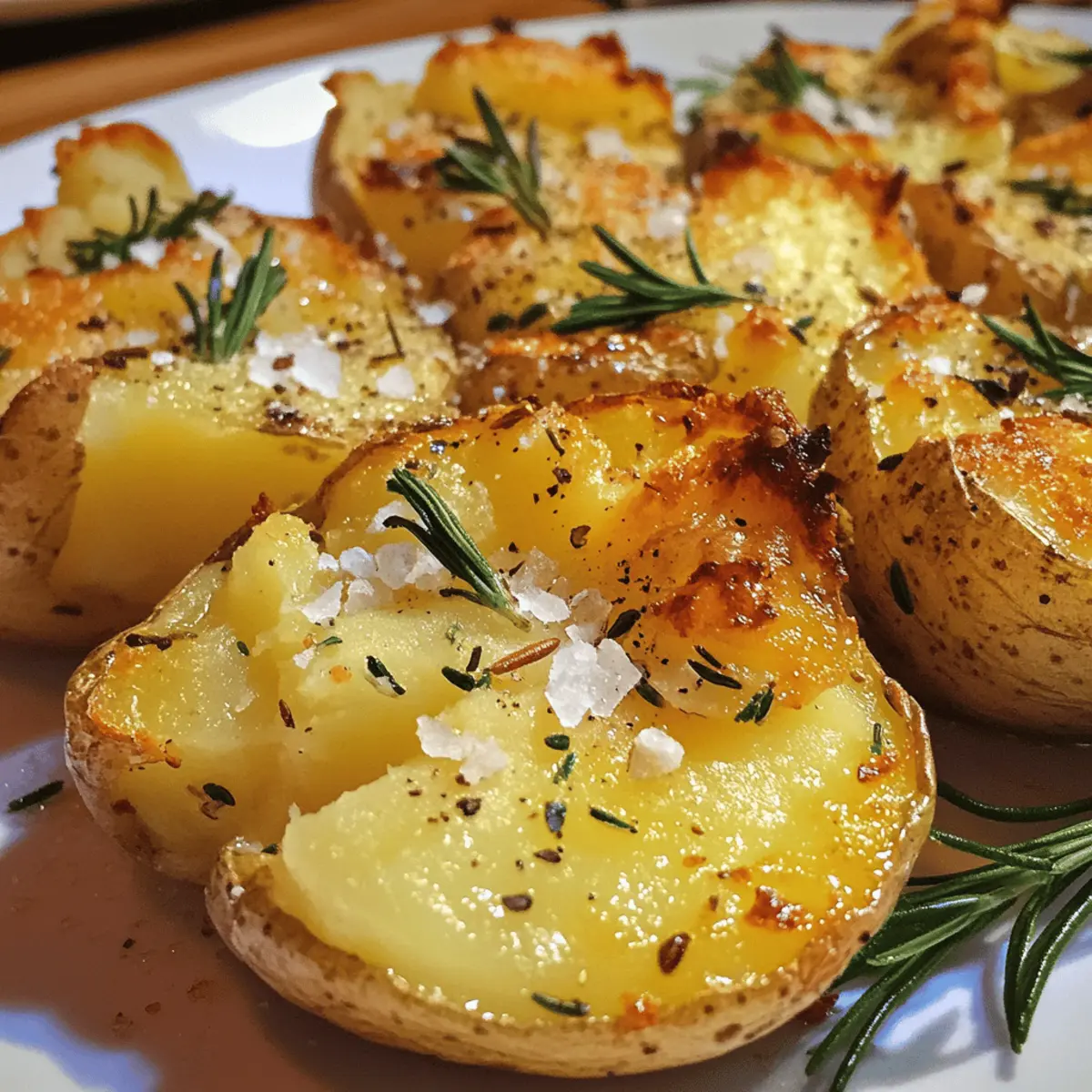 Smashed Potatoes with Rosemary and Sea Salt
