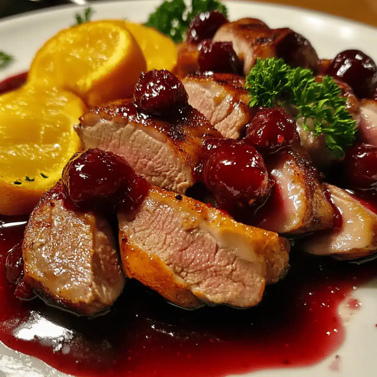 Duck Meat with a Lingonberry-Orange Sauce
