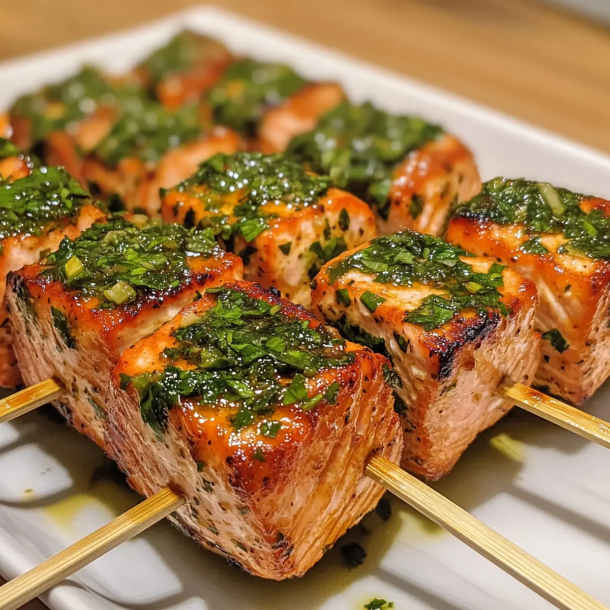 Air Fryer Chimichurri Salmon Bites