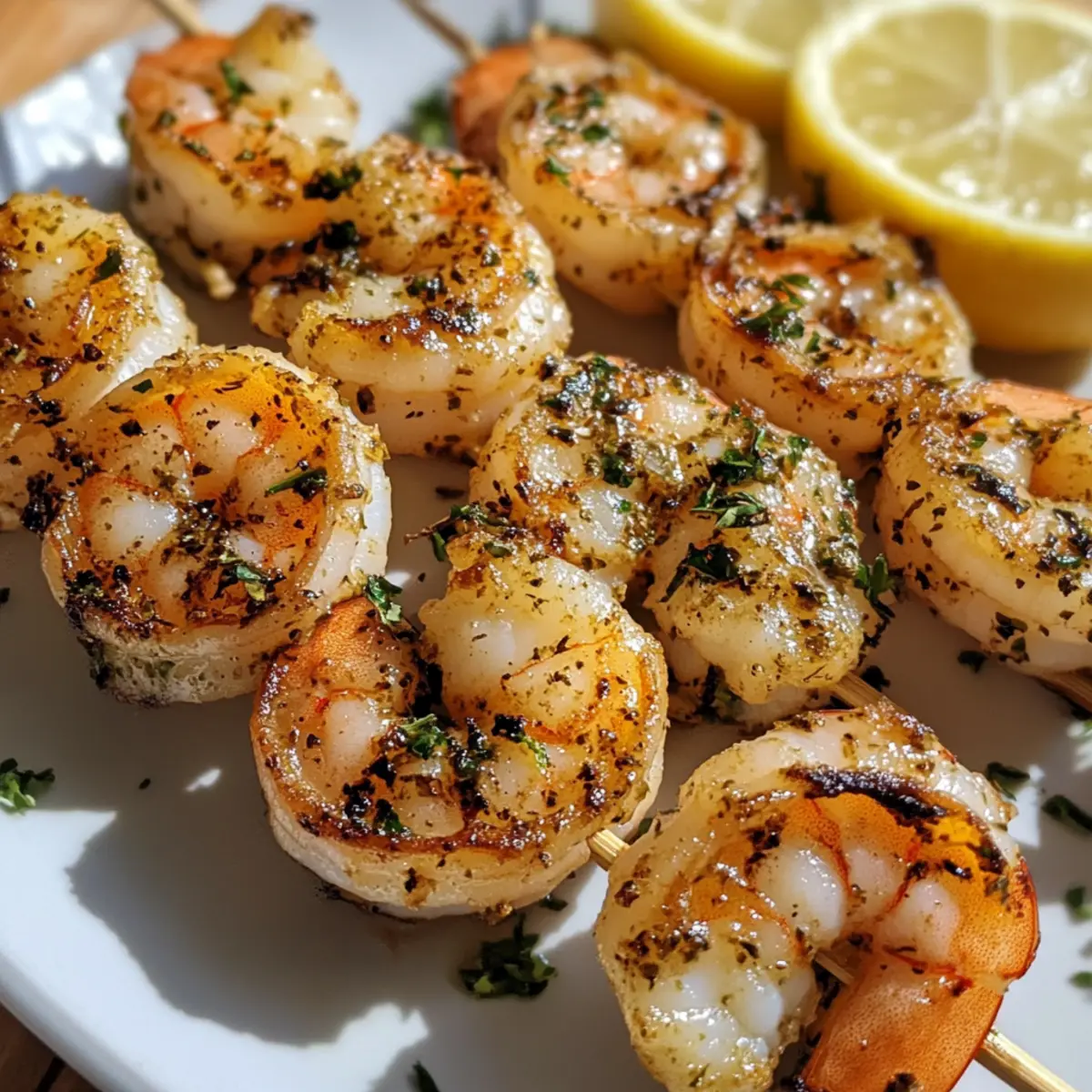 Air Fryer Lemon Herb Shrimp Skewers