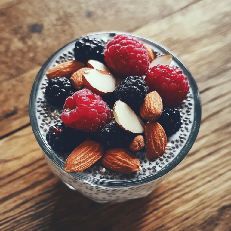 Overnight Chia Pudding with Almond Milk & Berries