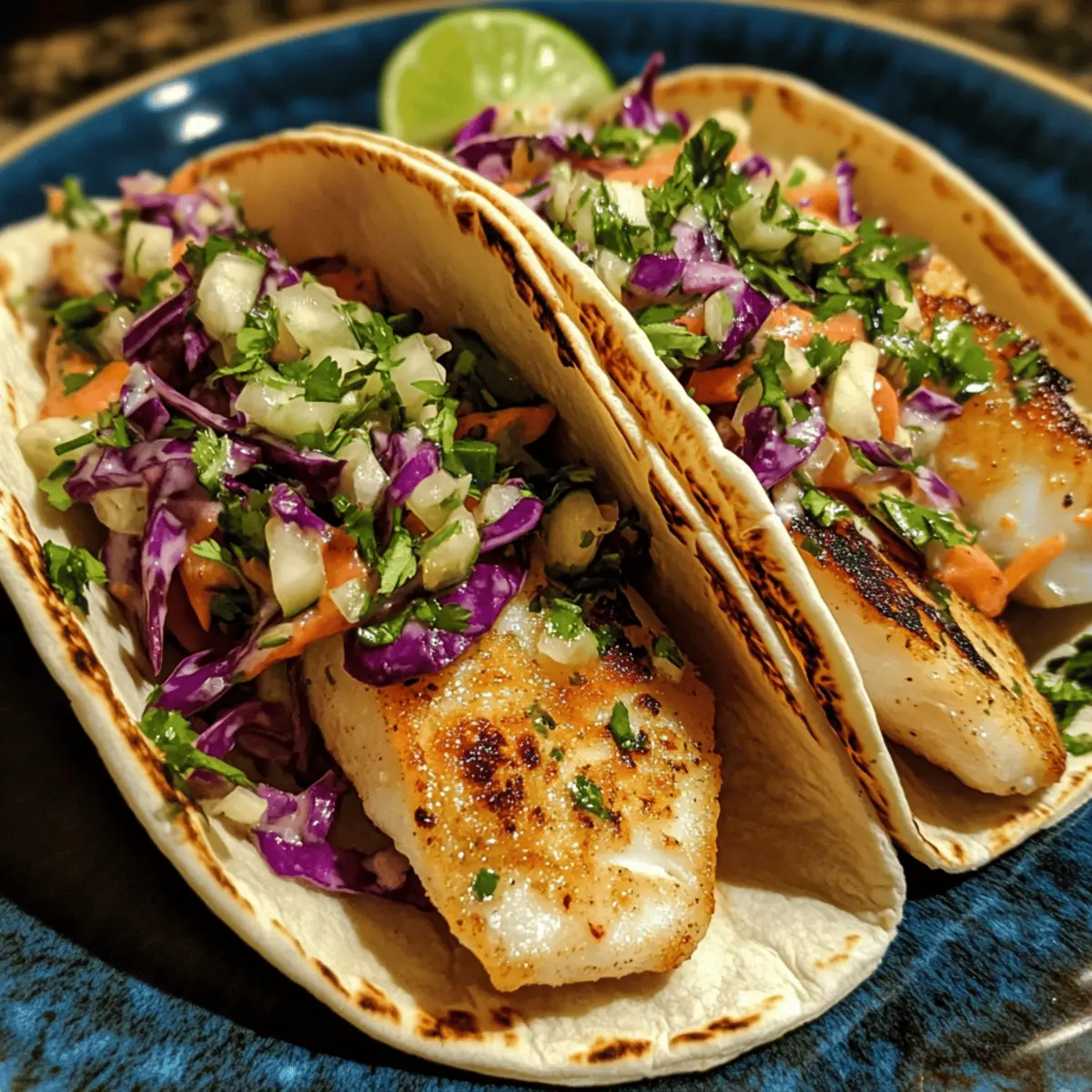 Grilled Tilapia Tacos with Lime Slaw