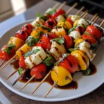 Easy Caprese Skewers with Balsamic Glaze