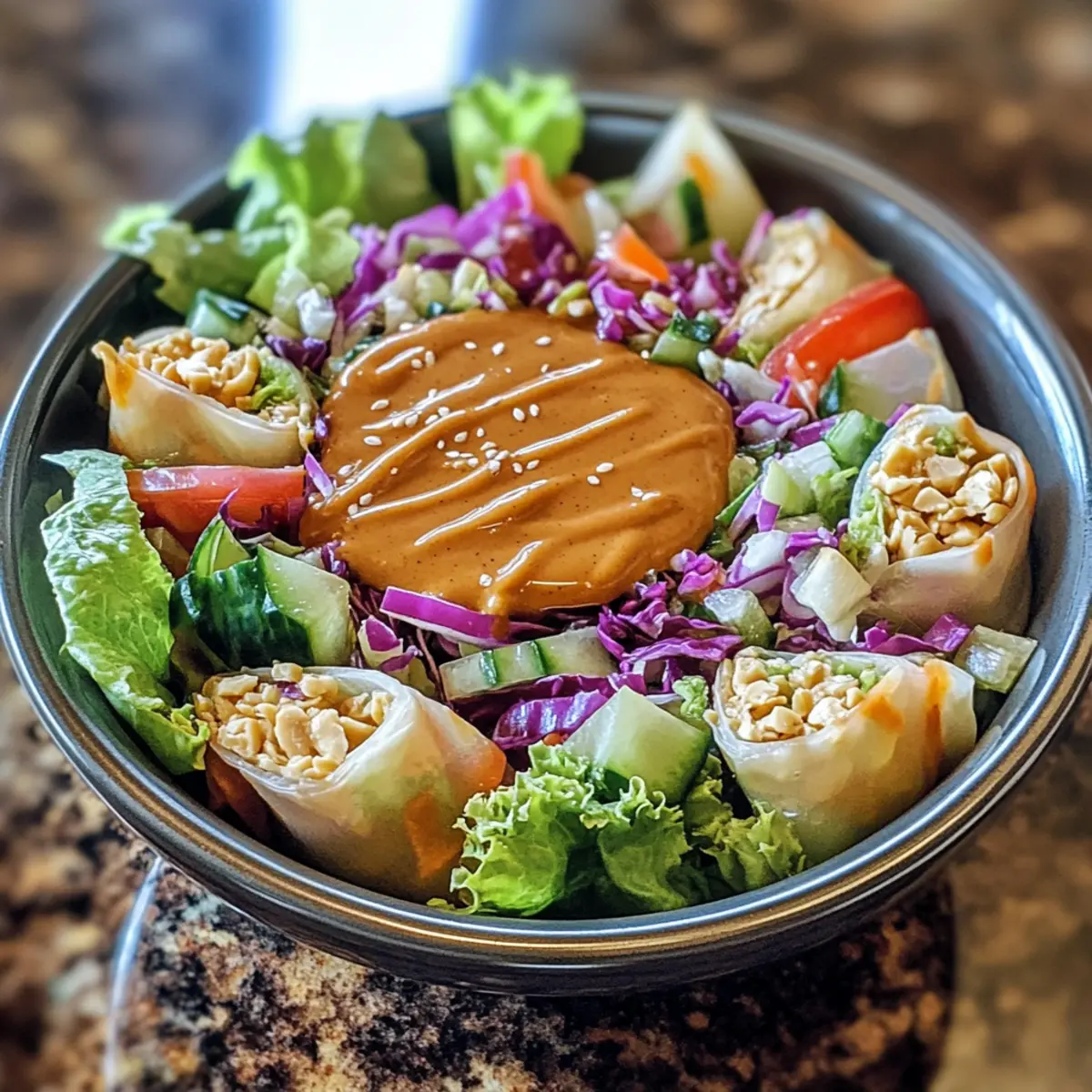 Deconstructed Spring Roll Salad with Peanut Sauce