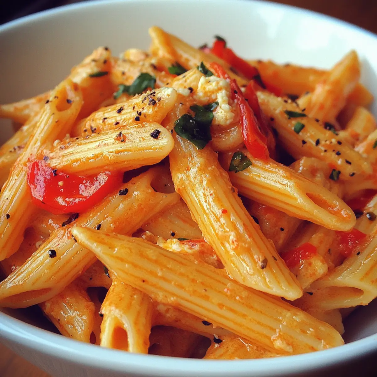 Roasted Red Pepper and Goat Cheese Penne