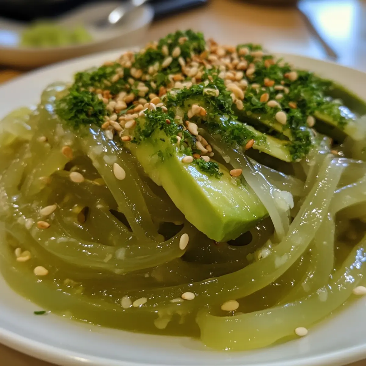 Mung Bean Jelly Noodle Avocado Salad