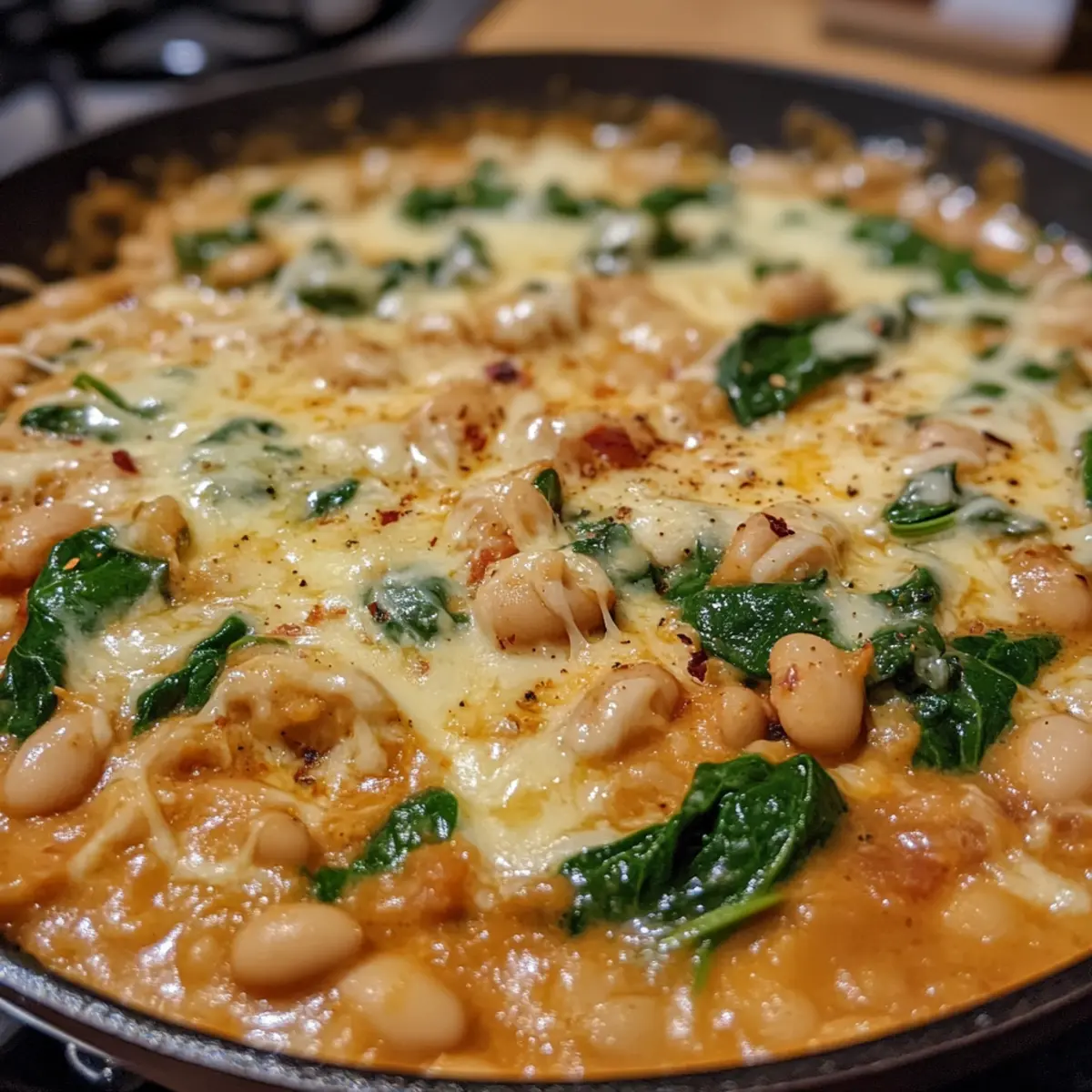 One-Pot Cheesy White Bean and Spinach Skillet