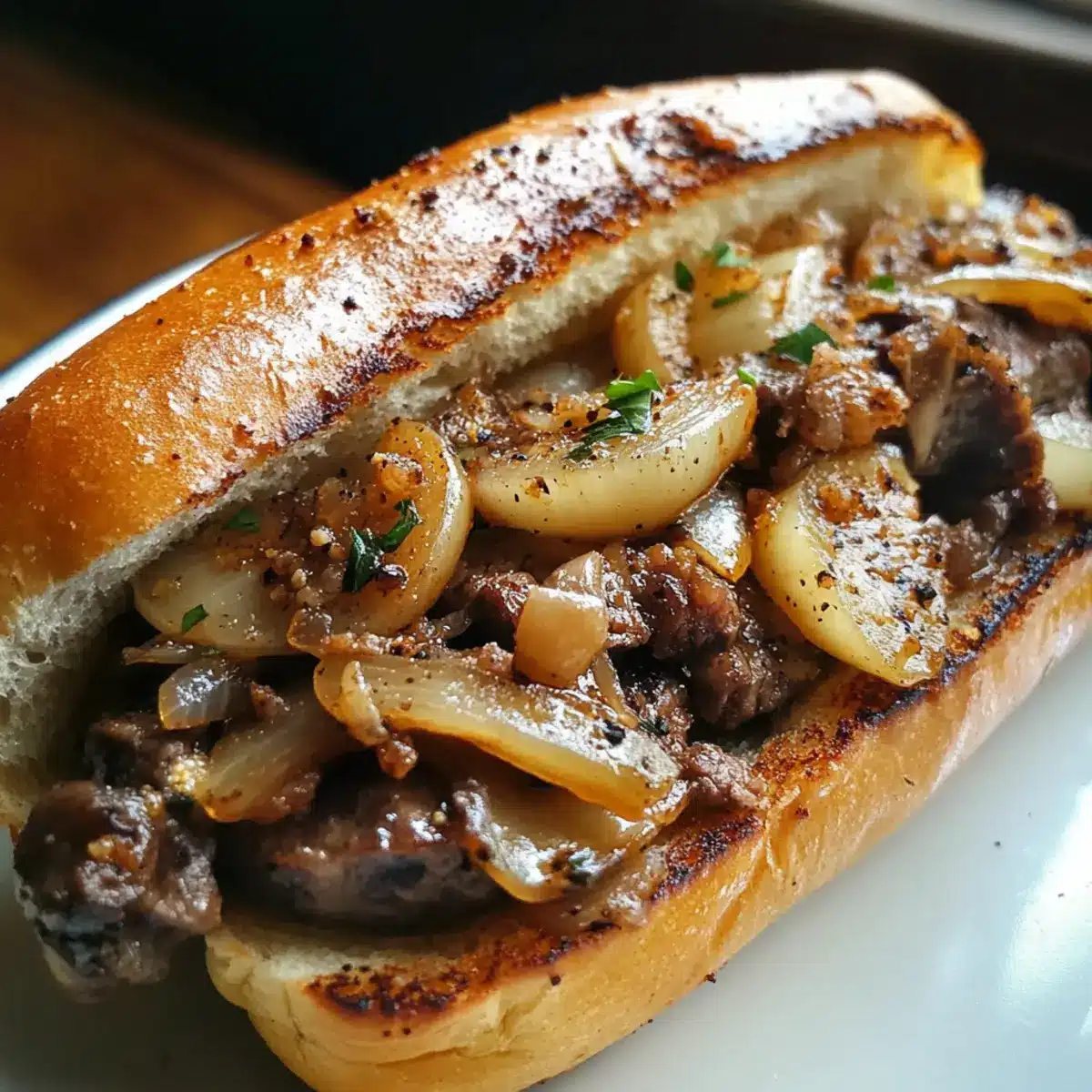 Onion, Fig, & Swiss Steak Sandwich