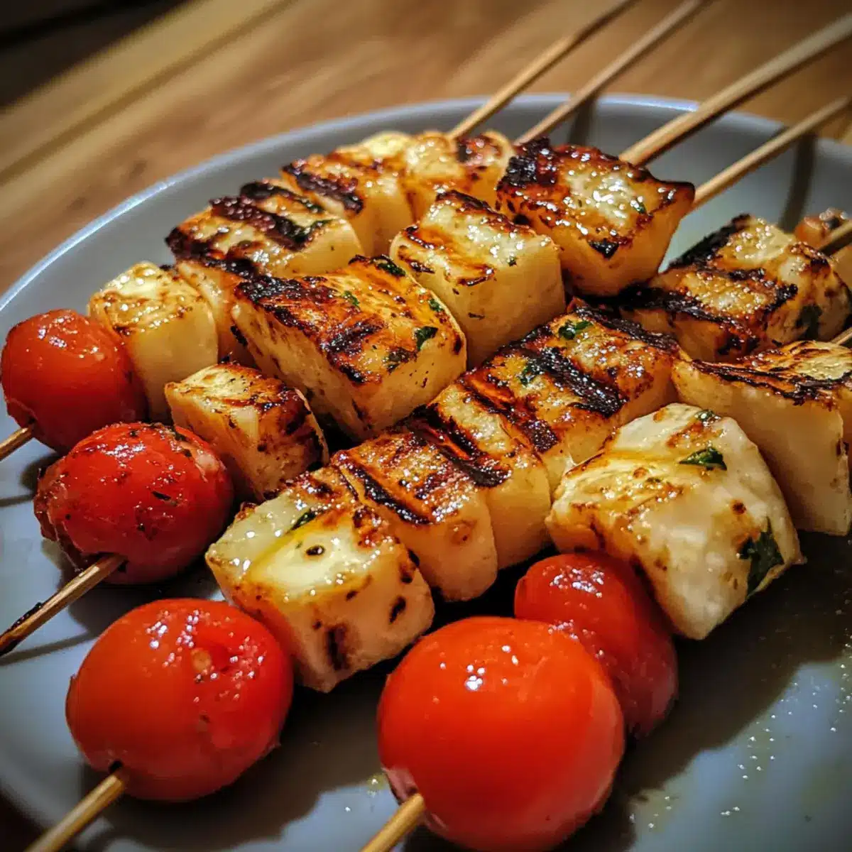Grilled Halloumi Skewers with Cherry Tomatoes