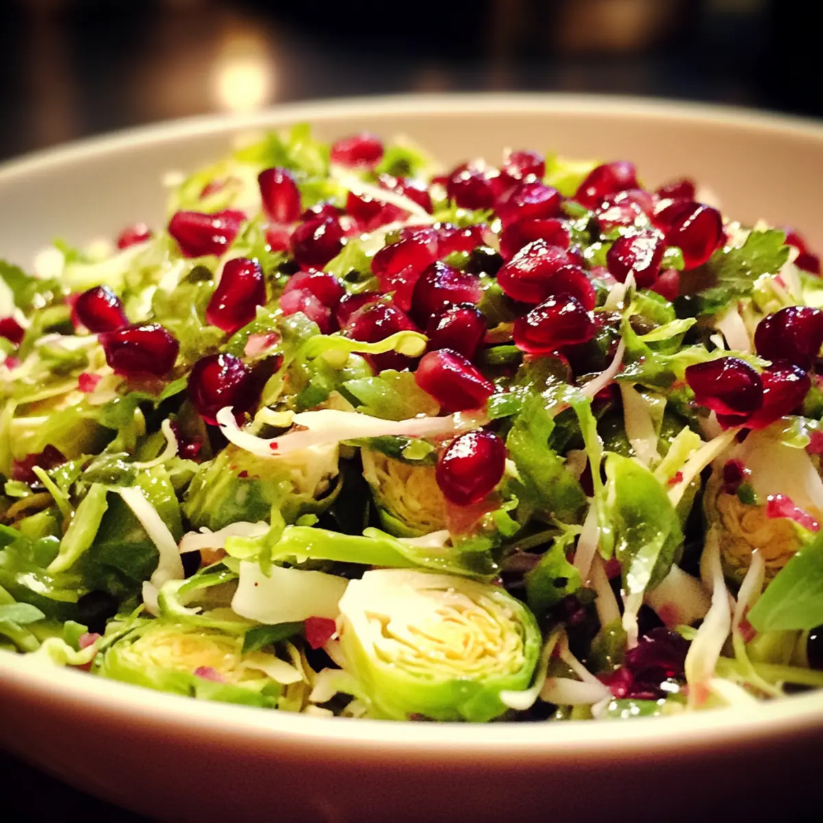Shaved Brussels Sprout Salad with Pomegranate Vinaigrette