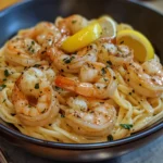 Lemon Garlic Shrimp Scampi over Linguine recipe